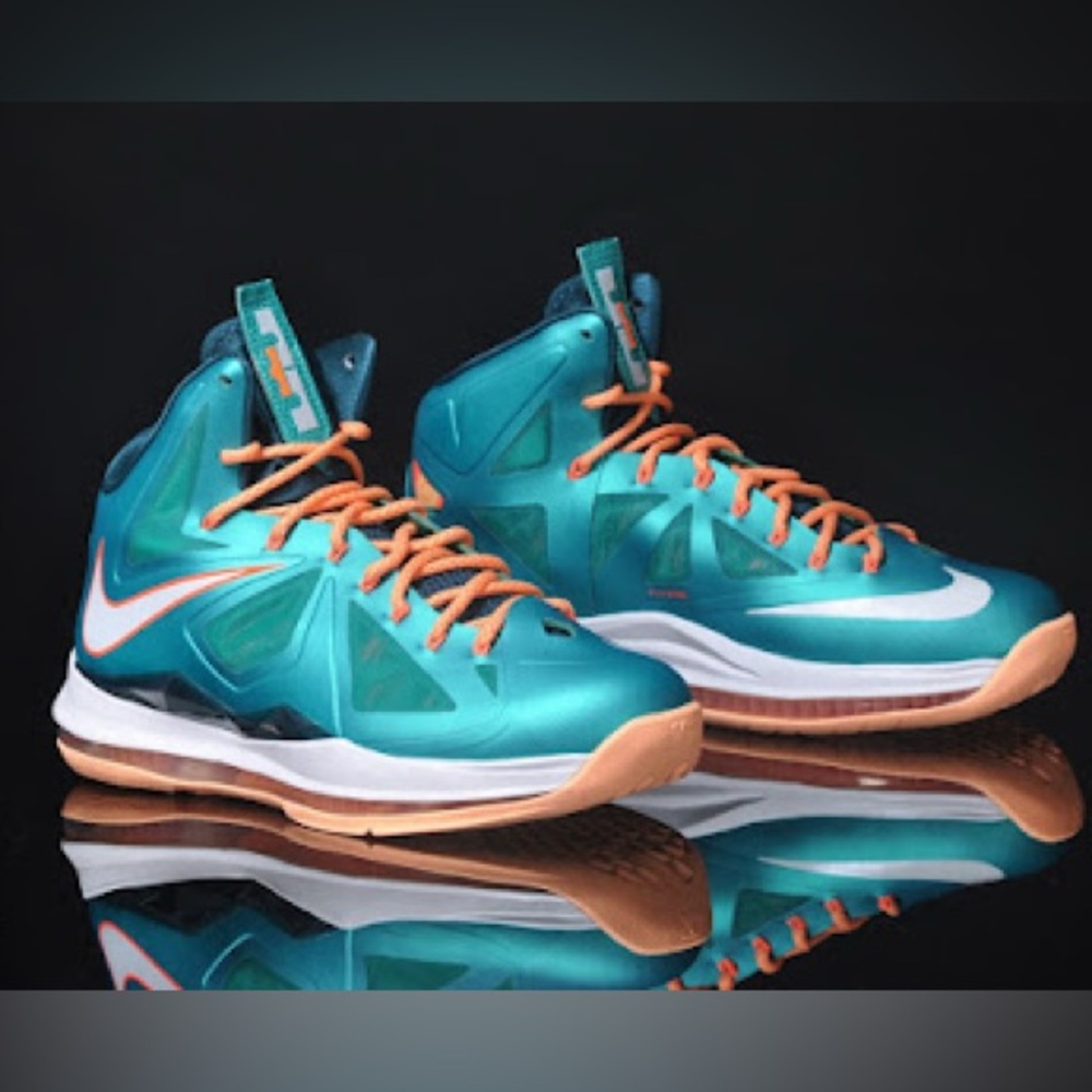 NIKE LEBRON X 10 "MIAMI DOLPHINS" ATOMIC TEAL GREEN SZ 9.5 RARE! [541100-302]